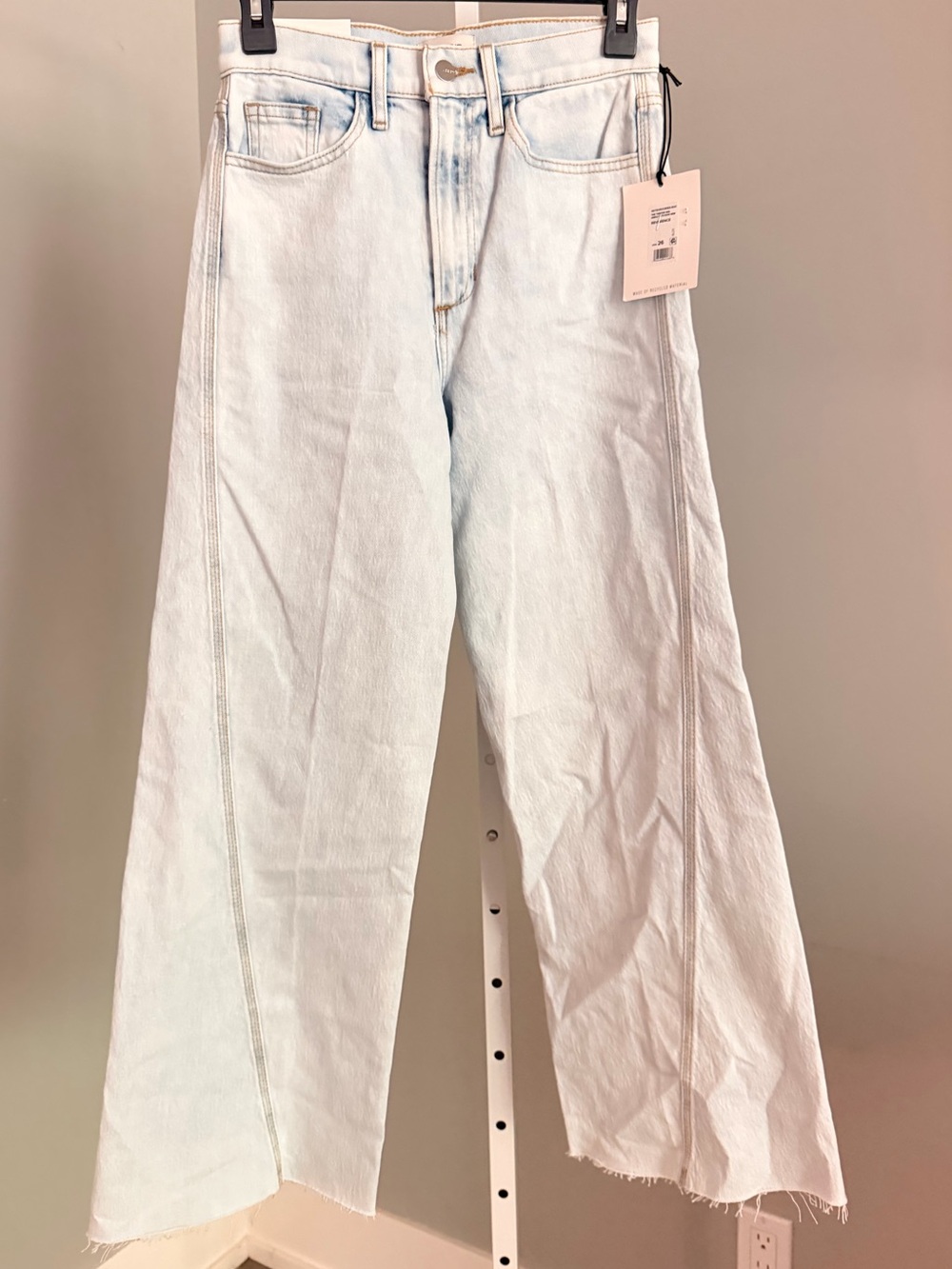 JOES JEANS Twisted Wide Leg Raw Hem Pale Blue Jeans Sz 25/26 NWT $190!!